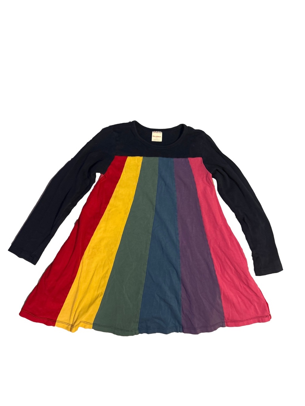 Hanna Andersson Rainbow Swing Dress 6-7 Navy Multi